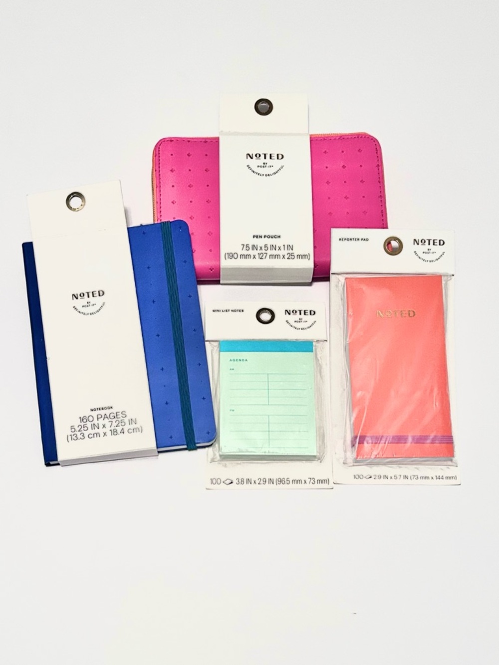 Noted By Post-It Office Set Pen Pouch, Notebook, Reporter Pad & Mini List Notes